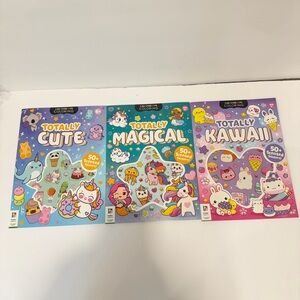 Lot Of 3 Totally Cute, Magical & Kawaii Coloring Books With Scented Stickers Set